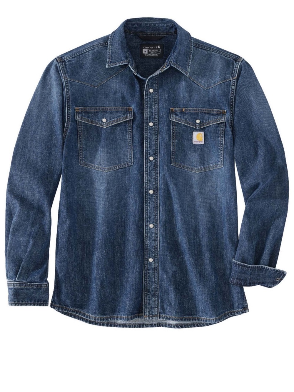 NWT Carhartt Montana Relaxed Fit Denim Mid weight Snap Front Shirt Sz XL $60